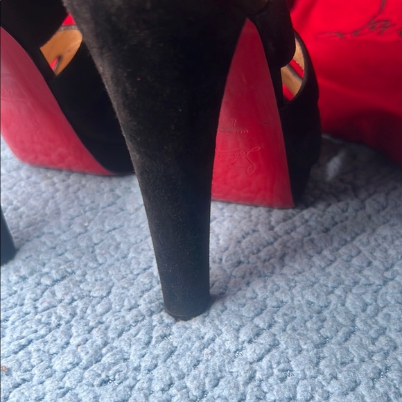 Christian Louboutin Black Stiletto Heels with Peep-Toe - Picture 7 of 10